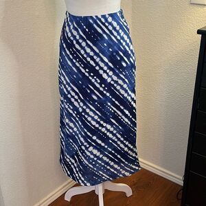 Japna Blue and White Print Maxi Skirt - Size Small